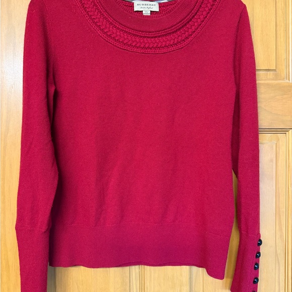 Burberry Sweaters - Burberry Crimson Crew Neck Cashmere Sweater